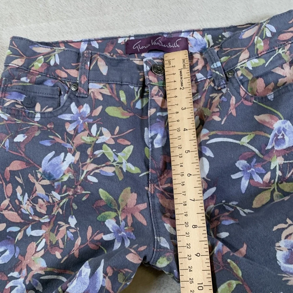 Gloria Vanderbilt Pants‎ Womens 4 Gray Floral Amanda Straight Leg Stretch Cotton - Picture 6 of 14